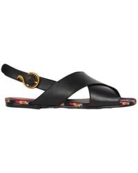 Etro - Low Leather Sandals With Crossover Detail - Lyst