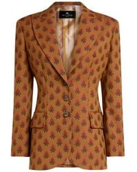 Etro - Wool-Blend Jacquard Jacket With Fil Coupé Embroidery - Lyst