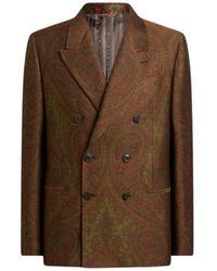Etro - Double-Breasted Wool-Blend Jacquard Jacket With Paisley Motif - Lyst