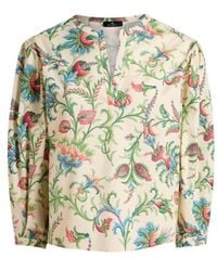 Etro - Cotton Blouse With Floral Motif - Lyst
