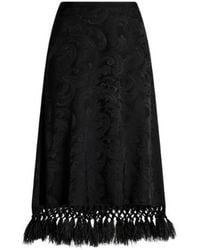 Etro - Jacquard Midi Skirt With Ostrich Feathers And Paisley Motif - Lyst