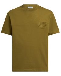 Etro - Cotton Jersey T-Shirt With Raised Pegaso Logo - Lyst