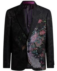 Etro - Single-Breasted Fil Coupé Blazer With Peacock - Lyst