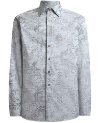 Etro - Cotton Jacquard Shirt With Floral Paisley Motif - Lyst