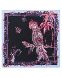 Etro - Silk Pocket Square With Parrot And Paisley Print - Lyst