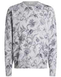 Etro - Cotton-Blend Sweater With Floral Motif - Lyst