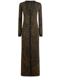 Etro - Maxi Cardigan En Jacquard De Laine Mélangée À Motif Paisley Métallisé, Femme, Taille - Lyst