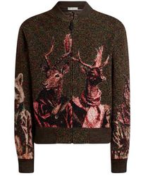 Etro - Cardigan Zippé En Jacquard Piqué À Motif Animaux, Homme, Taille - Lyst
