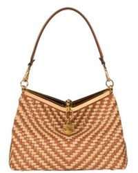 Etro - Medium Woven Leather And Raffia Vela Bag - Lyst