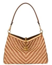 Etro - Medium Woven Leather And Raffia Vela Bag - Lyst