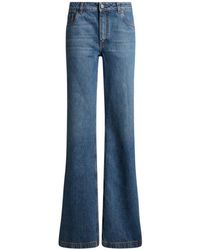 Etro - Flared Denim Jeans With Pegaso Embroidery - Lyst