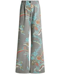 Etro - Hose Aus Einer Wollmischung Mit Narzissen-Print, Damen, Größe - Lyst
