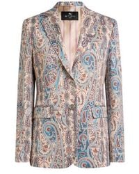 Etro - Single-Breasted Cotton-Blend Jacquard Jacket With Paisley Foliage Motif - Lyst