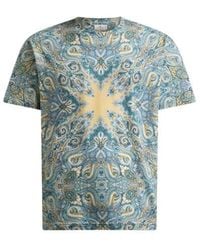 Etro - Cotton T-Shirt With Pocket-Square Paisley Motif - Lyst