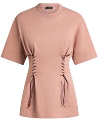 Etro - T-Shirt Aus Baumwolle Mit Bändern, Damen, Größe - Lyst