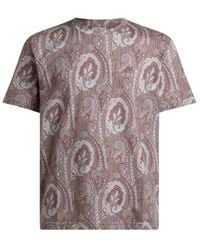 Etro - Cotton T-Shirt With Floral Paisley Motif - Lyst