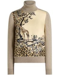 Etro - Wool-Blend Turtleneck Sweater With Placed Animal And Paisley Print - Lyst