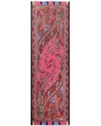 Etro - Silk Scarf With Floral Leafy Motif - Lyst