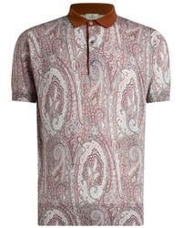 Etro - Silk- And Cashmere-Blend Polo Shirt With Floral Paisley Motif - Lyst