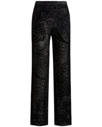 Etro - Burnout Velvet Palazzo Trousers With Floral Paisley Motif - Lyst