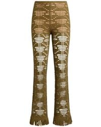 Etro - Crochet-Effect Cotton Flared Trousers With Fringing - Lyst