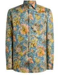 Etro - Cotton Satin Shirt With Floral Motif - Lyst