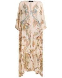 Etro - Crepon Kaftan With Embroidery And Paisley Foliage Motif - Lyst