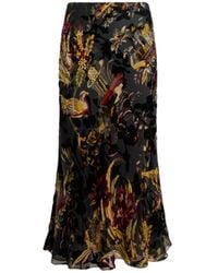 Etro - Silk-Blend Burnout Velvet Midi Skirt With Flower And Animal Motif - Lyst