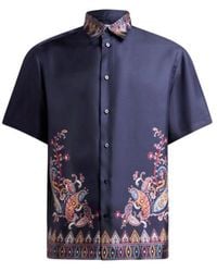 Etro - Short-Sleeved Silk Shirt With Placed Print - Lyst