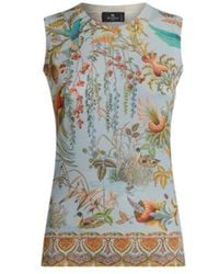 Etro - Silk And Cashmere Top With Flora And Fauna Motif - Lyst