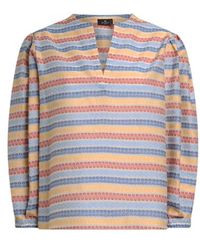 Etro - Bluse Aus Einer Baumwollmischung Mit Jacquardmuster, Damen, Größe - Lyst