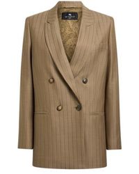 Etro - Double-Breasted Wool Jacquard Jacket With Striped Pattern - Lyst