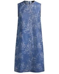 Etro - Cotton And Linen Jacquard Denim Mini Dress With Leafy Paisley Motif - Lyst