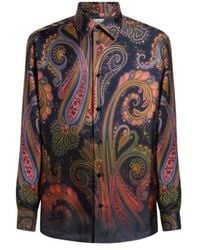 Etro - Silk Twill Shirt With Placed Degradé Paisley Print - Lyst