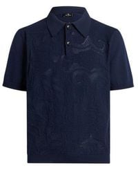 Etro - Textured Knit Polo Shirt - Lyst