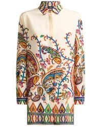 Etro - Chemise Longue En Soie À Imprimé Paisley Fleuri Placé, Femme, Taille - Lyst