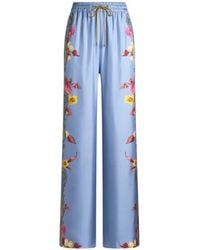 Etro - Silk Trousers With Placed Floral Paisley Print - Lyst