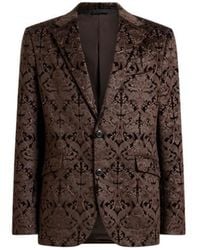 Etro - Single-Breasted Cotton Jacket With Crystals And Damask Motif - Lyst