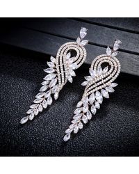 Etsy Luxury Rhinestone Earrings L Silver Gold Crystal Hanging Wedding Bridal Jewelry Set Marquise Bride Chandelier Dangle - Metallic