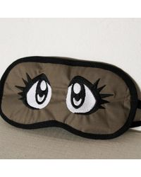 Masque De Sommeil Masque Nuit Beige Sable Brodé Yeux Biche Vert 