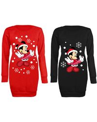 Etsy Cute Minnie Mouse Festive Christmas Party Long Jumper Small-xxl - Black