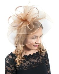 Etsy Large Gold Veil Feather & Floral Fascinator Headpiece Wedding Guest Fascinators Race Day Hats - Metallic