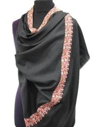 Etsy Large Black Cashmere Pashmina Kashmiri Embroidered Shawl