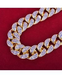 Etsy Iced Out 20mm Heavy Purple Diamond Cubic Zirconia Miami Cuban Link Chain Necklace/gift - Metallic