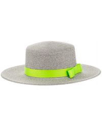 Etsy Boater Hat With Neon Trim - Metallic