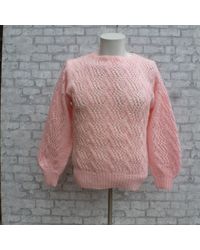 Etsy - Handmade Pink Sweater Retro Pullover Vintage Clothing Wool Chunky Granny Knit Jumpe - Lyst