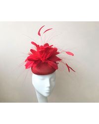 Etsy Red Feather Fascinator Feathers Wedding Guest Hat Scarlet Ascot Races Kentucky Derby - Black