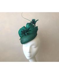 Etsy Emerald Green Fascinator Silk Headpiece Wedding Hat Races Hatinator Dark Melbourne Cup Ascot - Brown