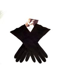 Etsy - Gorgeous Elegant Original 1930s French Suede Jet Black Embroidered Art Deco Gauntlets Gloves 7 - Lyst