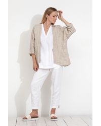 Etsy Linen Kimono Blazer/short Jacket Loose Maxi Cardigan Summe - Metallic